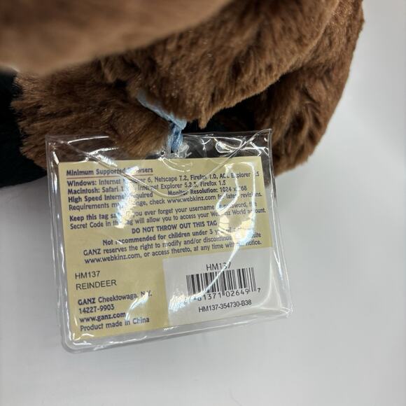 Ganz Webkinz Reindeer HM137 NWT Plush Animal With Unused Sealed Code Retired - Picture 6 of 7